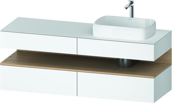 Bild von Duravit Qatego Konsolenwaschtischunterbau, 2 Auszüge, 2 Schubkästen, Ausschnitt rechts, 1600x550x600mm, Nische Eiche Natur, QA4778030, Farbe: Weiß Matt