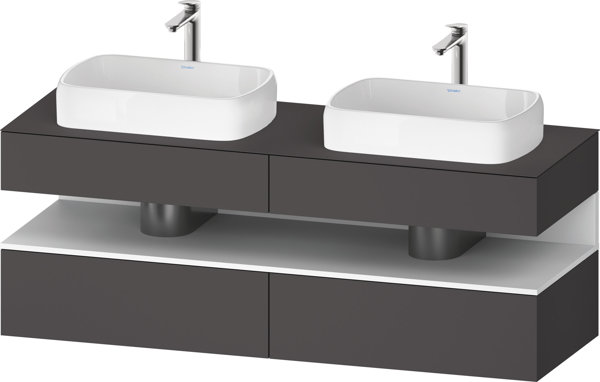 Bild von Duravit Qatego Konsolenwaschtischunterbau, 2 Auszüge, 2 Schubkästen, 2 Ausschnitte, 1600x550x600mm, Nische Weiß Matt, QA4779018, Farbe: Graphit matt