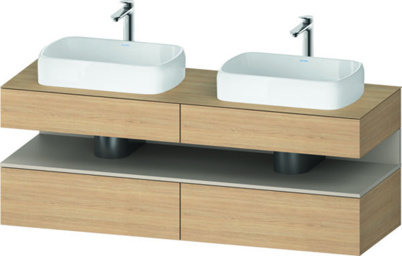 Bild von Duravit Qatego Konsolenwaschtischunterbau, 2 Auszüge, 2 Schubkästen, 2 Ausschnitte, 1600x550x600mm, Nische Taupe Matt, QA4779091, Farbe: Eiche Natur