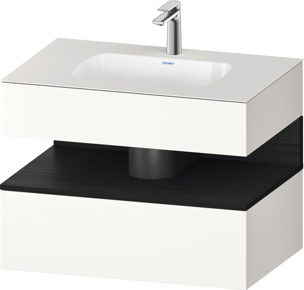 Bild von Duravit Qatego Einbauwaschtisch mit Konsolenwaschtischunterbau, 800x550x600mm, Nische Eiche Schwarz, QA4785016, Farbe: Weiß Supermatt
