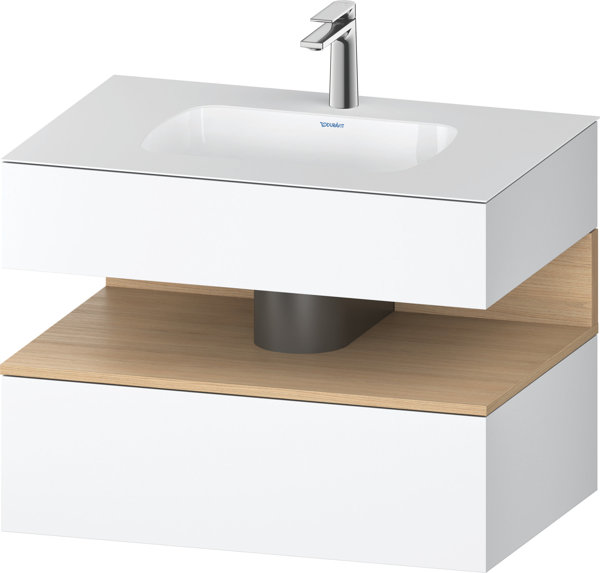 Bild von Duravit Qatego Einbauwaschtisch mit Konsolenwaschtischunterbau, 800x550x600mm, Nische Eiche Natur, QA4785030, Farbe: Weiß Matt