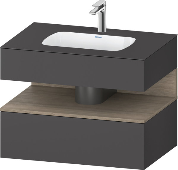 Bild von Duravit Qatego Einbauwaschtisch mit Konsolenwaschtischunterbau, 800x550x600mm, Nische Eiche Terra, QA4785035, Farbe: Graphit matt
