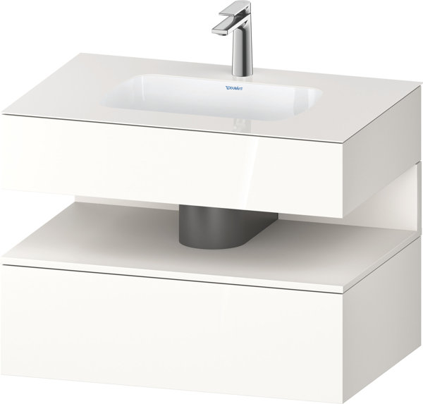 Bild von Duravit Qatego Einbauwaschtisch mit Konsolenwaschtischunterbau, 800x550x600mm, Nische Weiß Supermatt, QA4785084, Farbe: Weiß Hochglanz