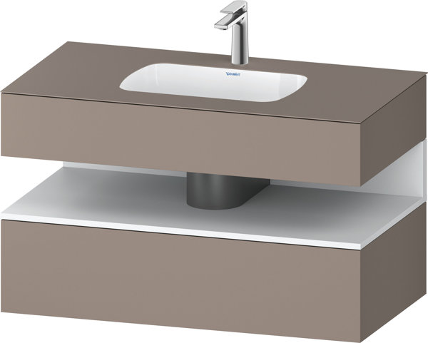 Bild von Duravit Qatego Einbauwaschtisch mit Konsolenwaschtischunterbau, 1000x550x600mm, Nische Weiß Matt, QA4786018, Farbe: Basalt Matt
