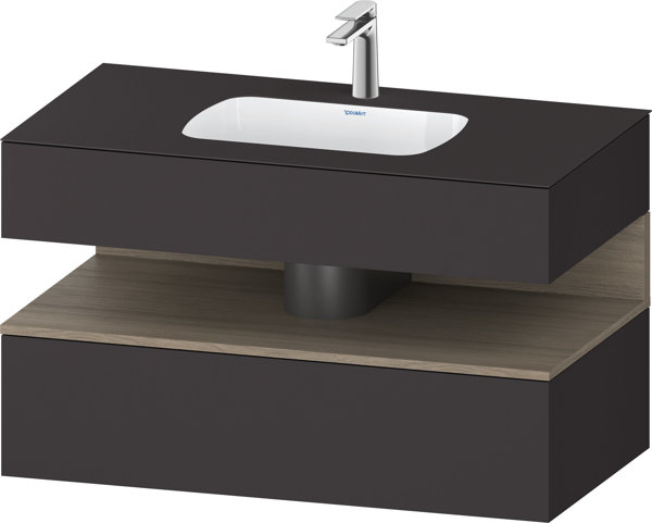 Bild von Duravit Qatego Einbauwaschtisch mit Konsolenwaschtischunterbau, 1000x550x600mm, Nische Eiche Terra, QA4786035, Farbe: graphit supermatt