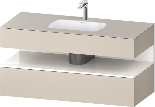 Bild von Duravit Qatego Einbauwaschtisch mit Konsolenwaschtischunterbau, 1200x550x600mm, Nische Weiß Hochglanz, QA4787022, Farbe: taupe supermatt