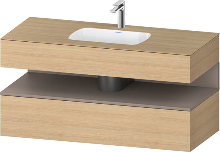 Bild von Duravit Qatego Einbauwaschtisch mit Konsolenwaschtischunterbau, 1200x550x600mm, Nische Basalt Matt, QA4787043, Farbe: Eiche Natur