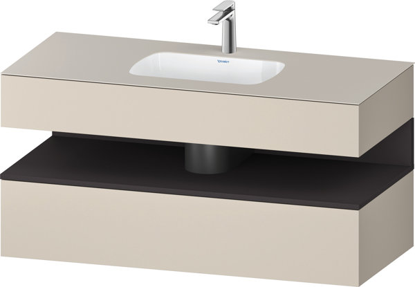 Bild von Duravit Qatego Einbauwaschtisch mit Konsolenwaschtischunterbau, 1200x550x600mm, Nische Graphit Supermatt, QA4787080, Farbe: taupe supermatt