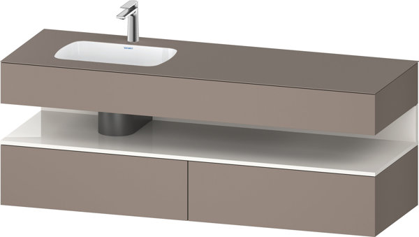 Bild von Duravit Qatego Einbauwaschtisch mit Konsolenwaschtischunterbau, 1600x550x600mm, Nische Weiß Hochglanz, Becken links, QA4795022, Farbe: Basalt Matt