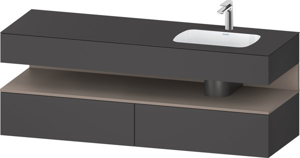 Bild von Duravit Qatego Einbauwaschtisch mit Konsolenwaschtischunterbau, 1600x550x600mm, Nische Basalt Matt, Becken rechts, QA4796043, Farbe: Graphit matt