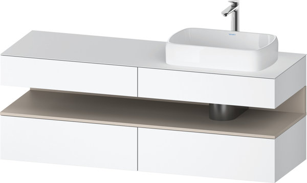 Bild von Duravit Qatego Konsolenwaschtischunterbau, 2 Auszüge, 2 Schubkästen, Ausschnitt rechts, 1600x550x600mm, Nische Taupe Matt, QA4778091, Farbe: Weiß Matt/mit Nischenbeleuchtung