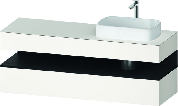 Bild von Duravit Qatego Konsolenwaschtischunterbau, 2 Auszüge, 2 Schubkästen, Ausschnitt rechts, 1600x550x600mm, Nische Eiche Schwarz, QA4778016, Farbe: Weiß Supermatt/mit Nischenbeleuchtung