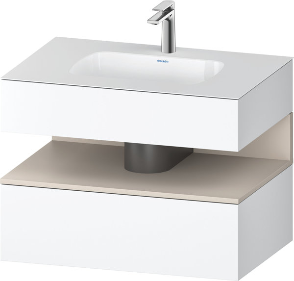 Bild von Duravit Qatego Einbauwaschtisch mit Konsolenwaschtischunterbau, 800x550x600mm, Nische Taupe Matt, QA4785091, Farbe: Weiß Matt/mit Nischenbeleuchtung