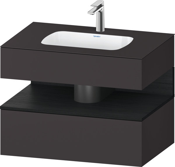 Bild von Duravit Qatego Einbauwaschtisch mit Konsolenwaschtischunterbau, 800x550x600mm, Nische Eiche Schwarz, QA4785016, Farbe: Graphit Supermatt/mit Nischenbeleuchtung