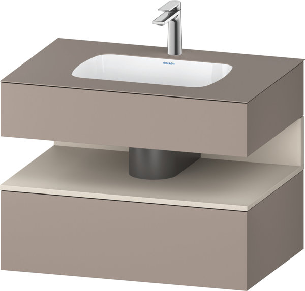 Bild von Duravit Qatego Einbauwaschtisch mit Konsolenwaschtischunterbau, 800x550x600mm, Nische Taupe Supermatt, QA4785083, Farbe: Basalt Matt/mit Nischenbeleuchtung