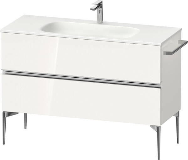 Bild von Duravit Sivida Waschtischunterbau, 2 Schubkästen, Griffleiste Chrom, 1210x477x592mm, zu Sivida, SV4653010, Farbe: Weiß Hochglanz