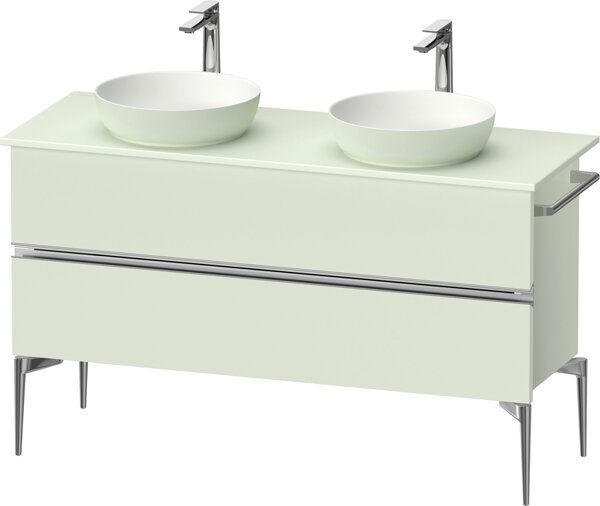 Bild von Duravit Sivida Konsolenwaschtischunterbau, 2 Schubkästen, Griffleiste Chrom, 1315x475x548mm, SV4661010, Farbe: Blassgrün matt
