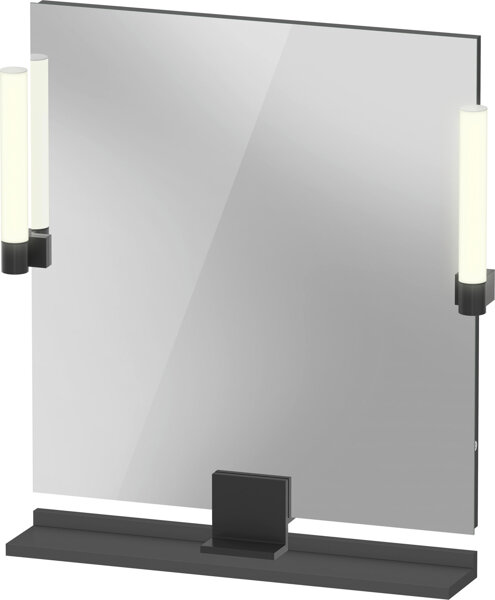 Bild von Duravit Sivida Spiegel, Diamantschwarz Matt, 650x36x650mm, Aufsatzleuchte, Sensorschalter, Netzanschluss, SV74210BD, Farbe: Graphit matt