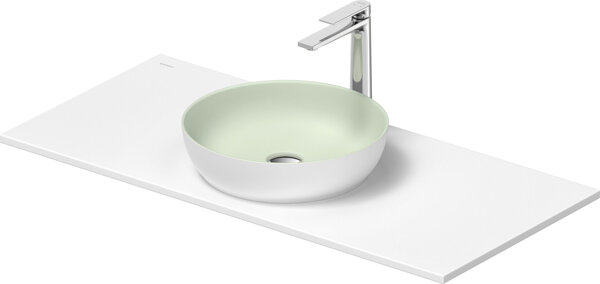 Bild von Duravit Sivida Waschtisch Set, rund, 400x400mm, inkl. Konsole 1080x500mm, 268014, Farbe: Waschtisch Innen: Blassgrün Matt, Außen: Weiß Seidenmatt; Konsole: Weiß