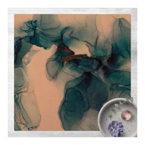 Bild von Kork-Teppich Evolution Blau und Gold