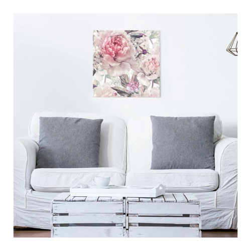 Bild von Glasbild Zartes Aquarell Pfingstrosen Muster