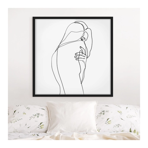 Bild von Elegantes Bild mit Rahmen: Line Art Frauenakt Schulter in Schwarz-Weiß