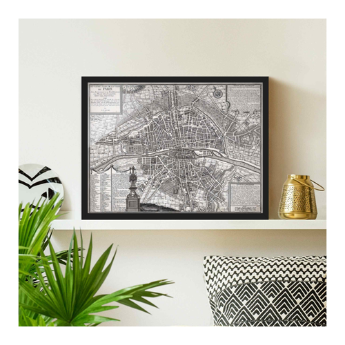 Bild von Vintage Stadtplan Paris um 1600 im Holzrahmen