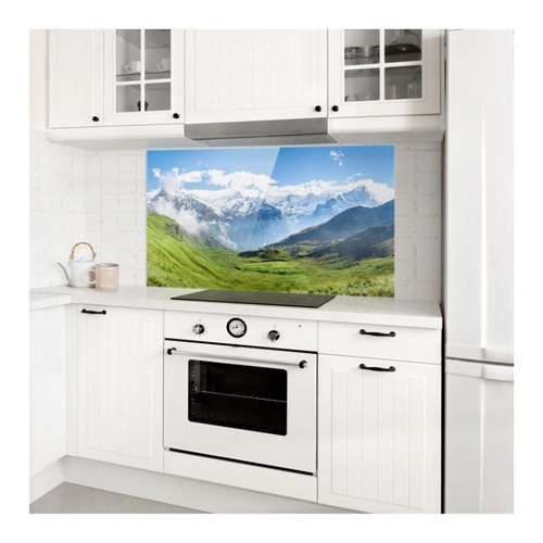 Bild von Spritzschutz Schweizer Alpenpanorama – Eleganz für Ihre Küche