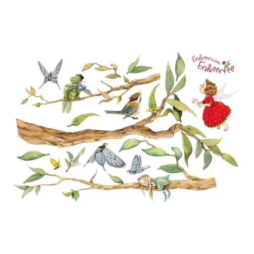 Bild von Wandtattoo Kinderzimmer Erdbeerinchen Erdbeerfee - Mit Baumfee und Heupferd Set