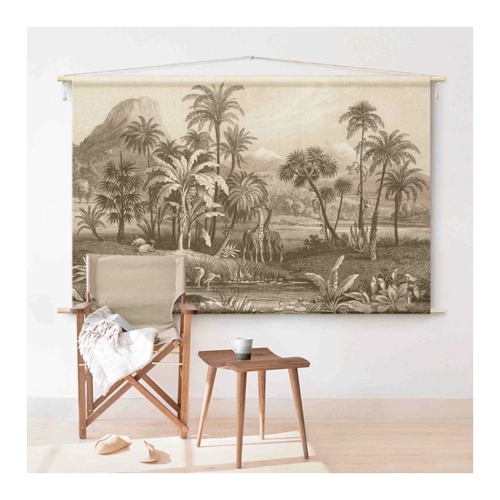 Bild von Bilderdepot24 Wandteppich modern Wald Tropisch Natur Vintage Tiere Vögel beige