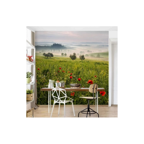 Bild von Blumen Fototapete Mohnblumen Toskana – Ein Hauch von Natur für Ihr Zuhause