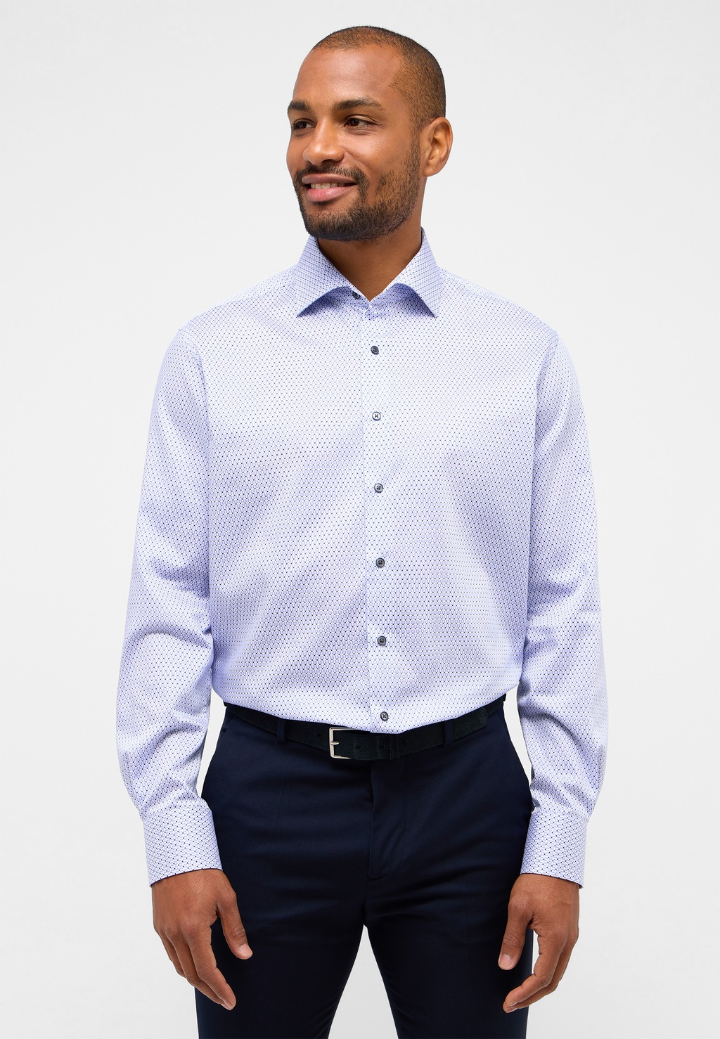 Bild von MODERN FIT Hemd in hellblau bedruckt
