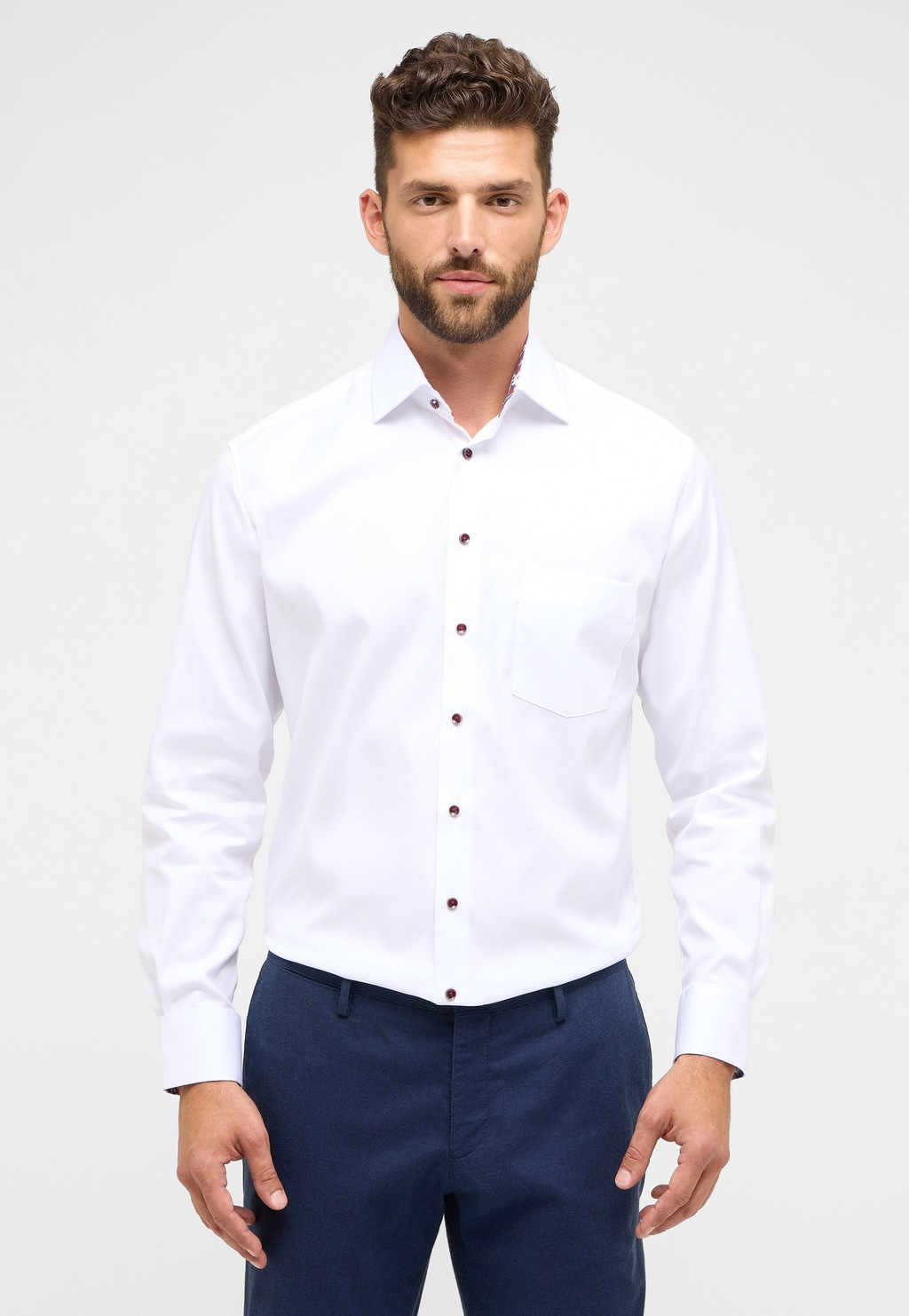 Bild von ETERNA Modern Fit Cover Hemd Langarm Blickdicht Twill weiß Größe 43