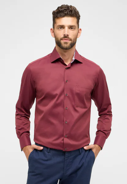 Bild von MODERN FIT Cover Shirt in bordeaux unifarben