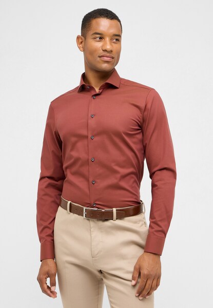 Bild von SLIM FIT Hemd in terracotta unifarben