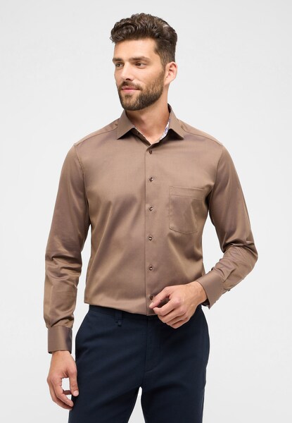 Bild von MODERN FIT Cover Shirt in chestnut unifarben