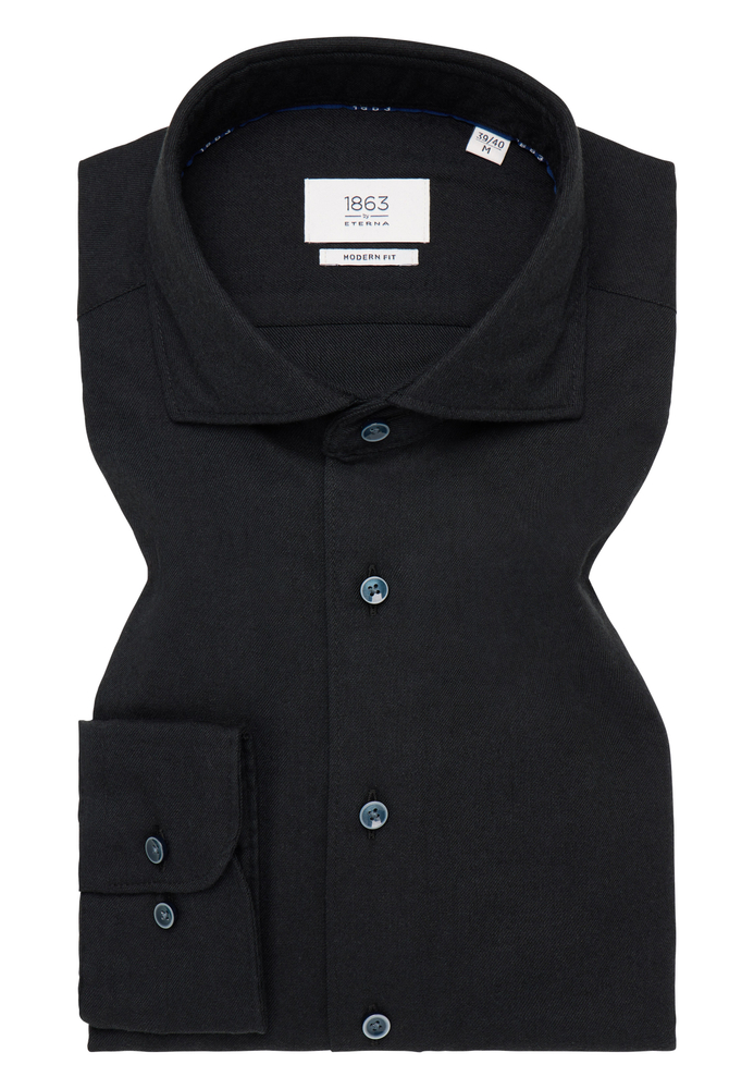Bild von MODERN FIT Hemd in schwarz unifarben