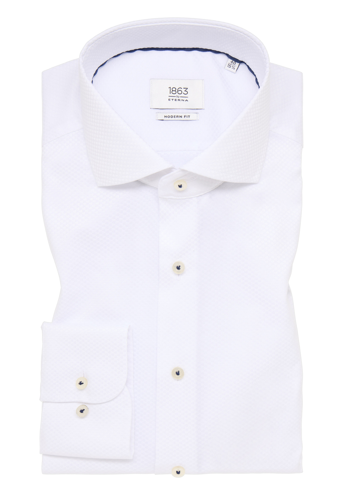 Bild von ETERNA Herren strukturiertes Kettlancé Hemd MODERN FIT 1/1 weiß 42_H_1/1