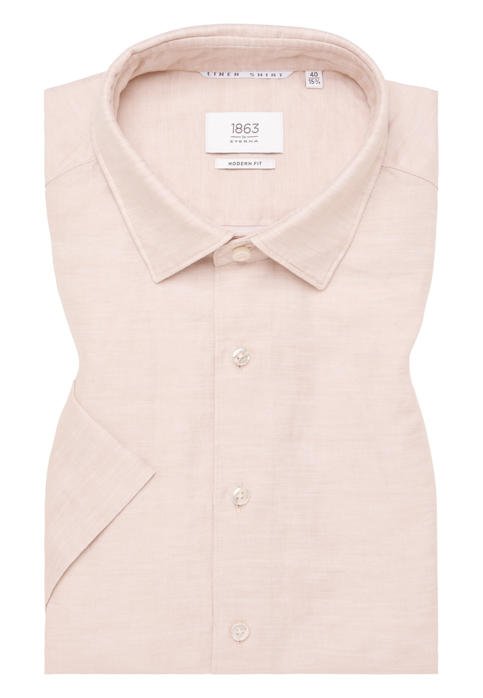 Bild von MODERN FIT Linen Shirt in beige unifarben