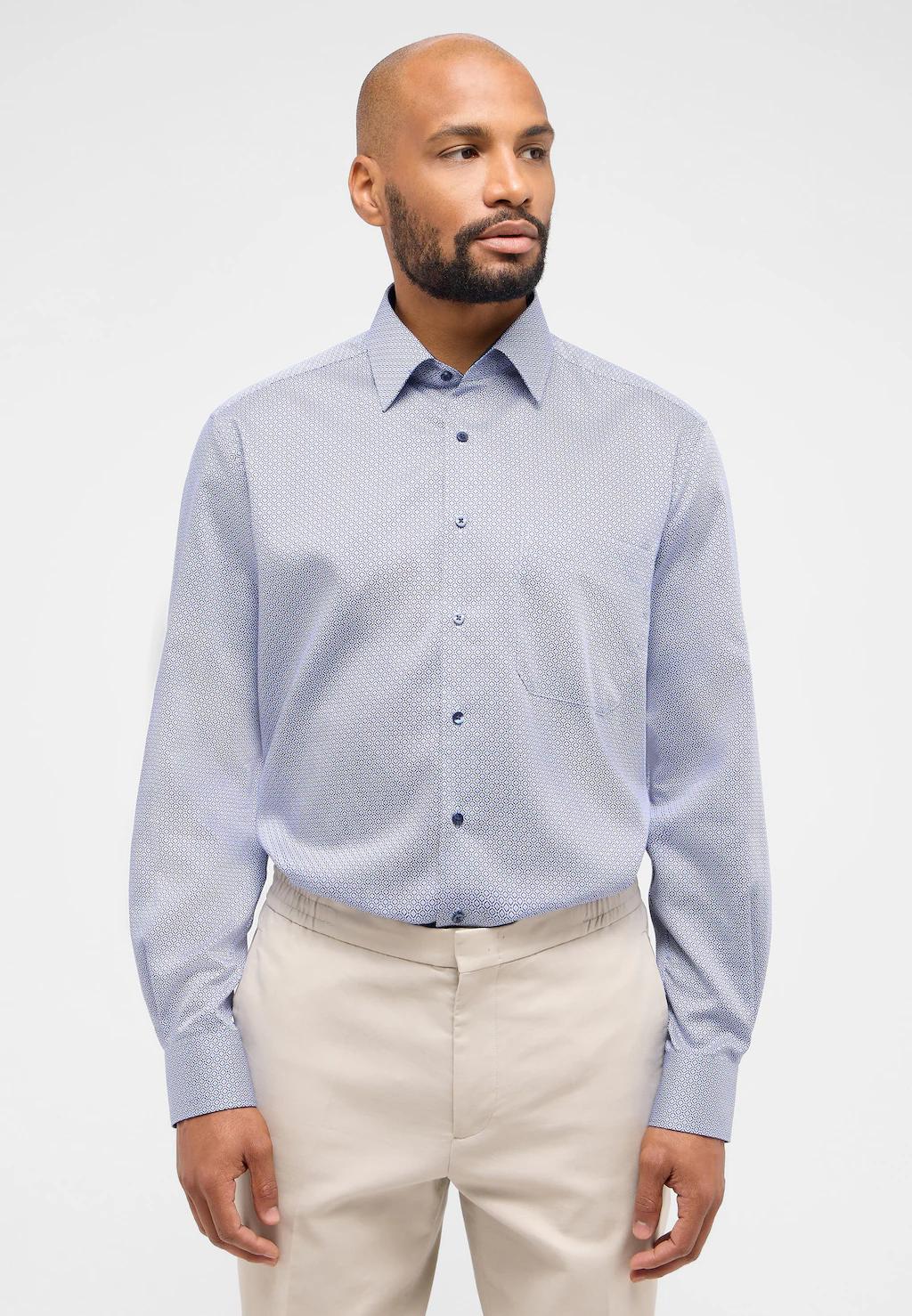 Bild von COMFORT FIT Hemd in blau/hellblau bedruckt