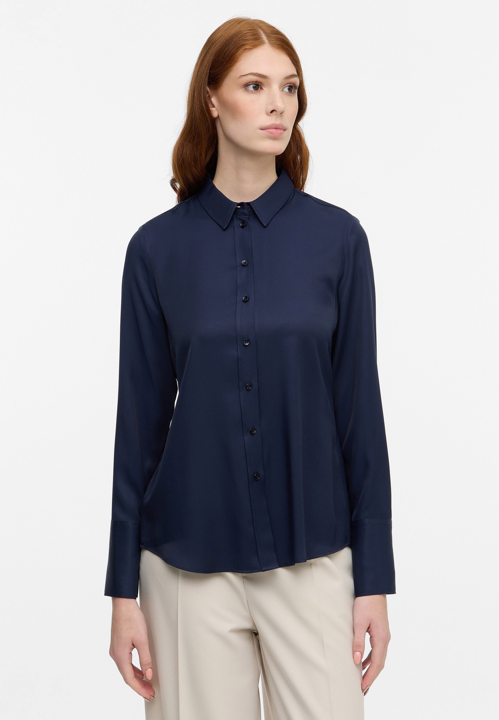 Bild von Viscose Shirt Bluse in midnight unifarben