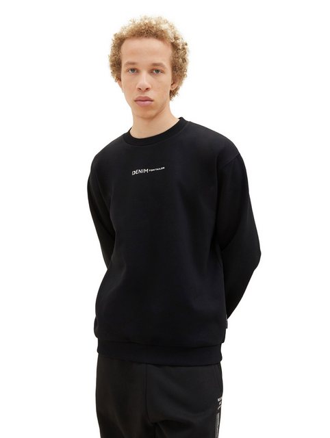 Bild von Tom Tailor Denim Herren Crewneck Sweatshirt mit kleinem Logo-Print, 29999 - Black, L