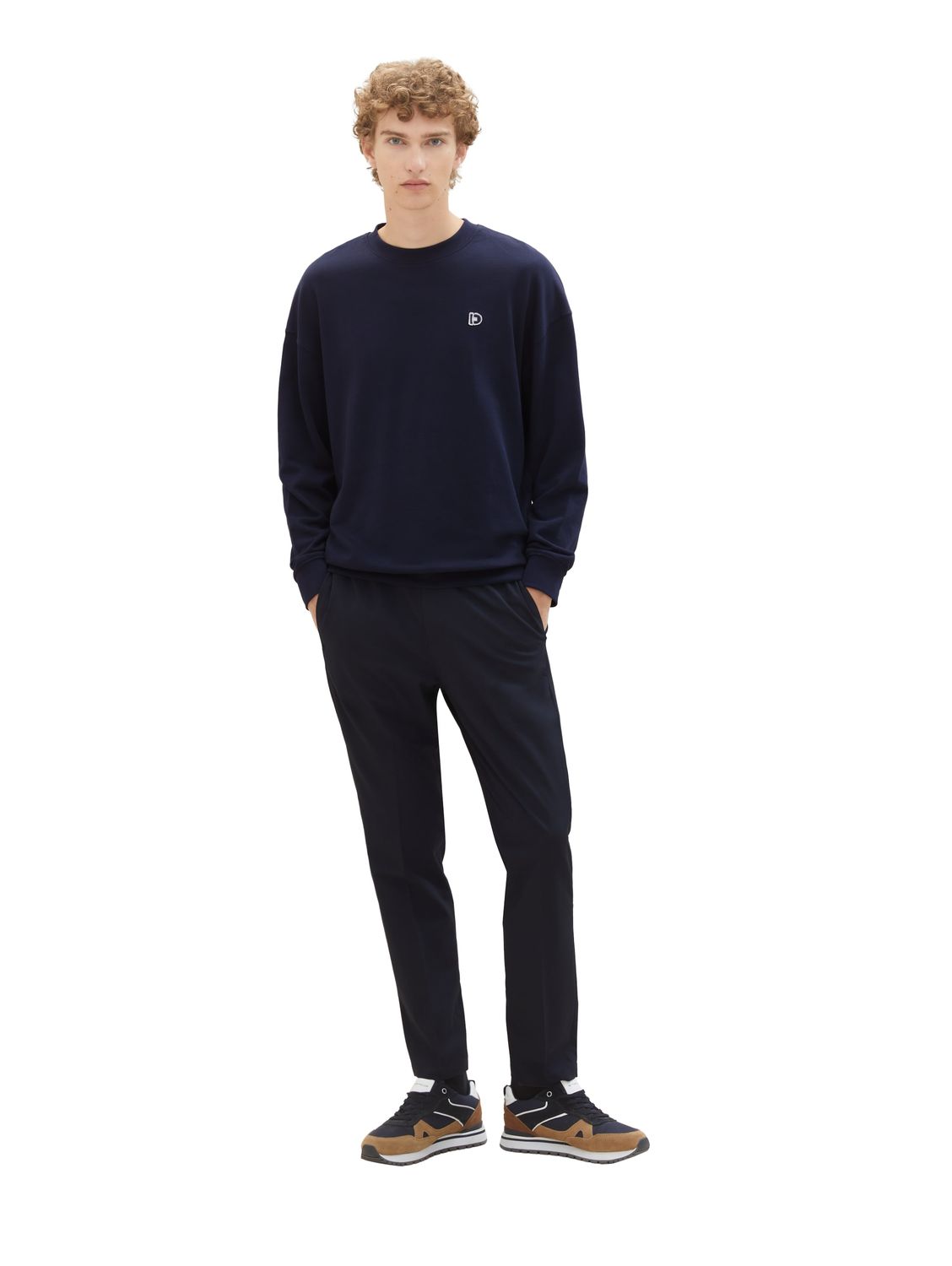 Bild von Tom Tailor Denim Herren Chino Hose RELAXED TAPERED CHINO - Blau Schwarz Grau