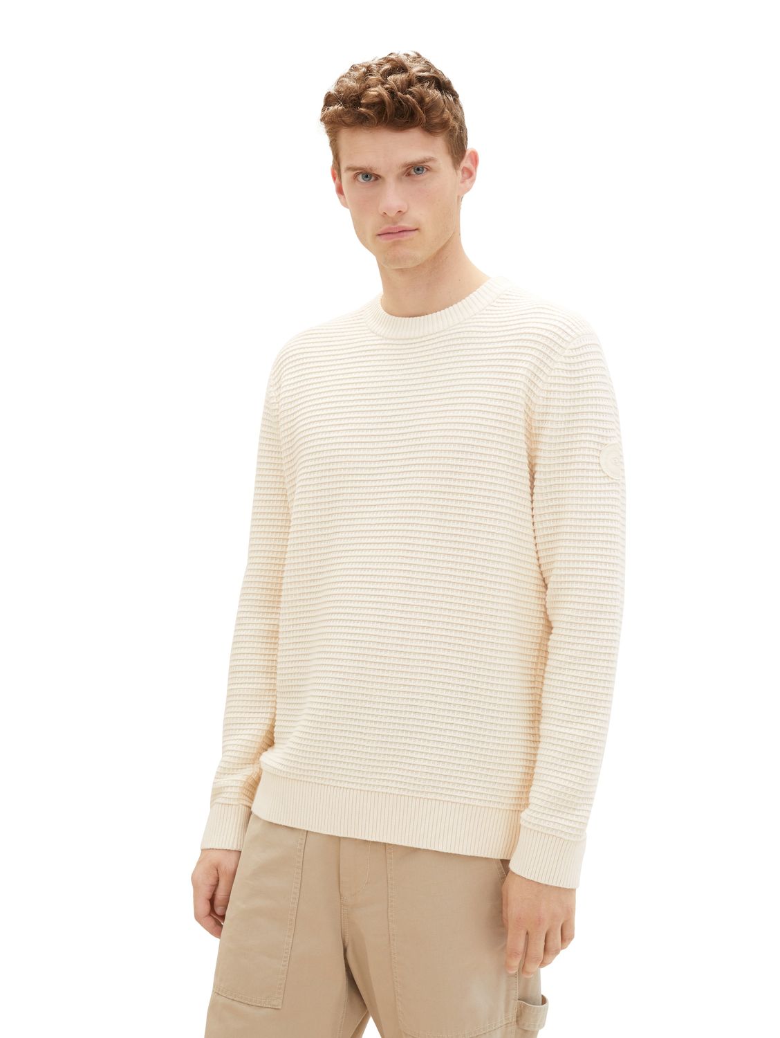 Bild von Tom Tailor Herren Rundhals Pullover STRUCTURED CREWNECK KNIT - Regular Fit