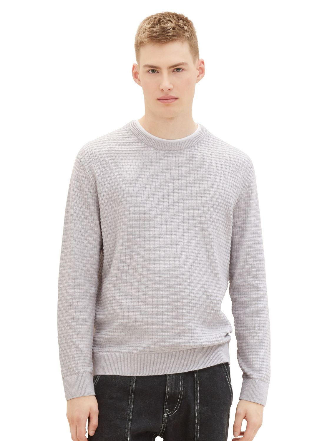 Bild von Tom Tailor Denim Herren Rundhals Pullover STRUCTURED DOUBLELAYER - Regular Fit