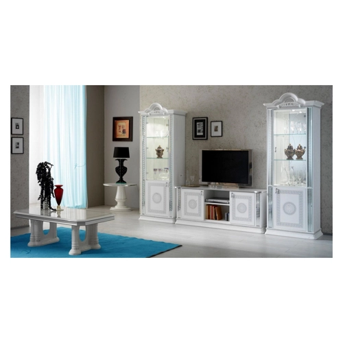 Bild von JVmoebel Wohnwand Vitrine Kommode Tisch RTV Vitrinen Komplett 3tlg Set