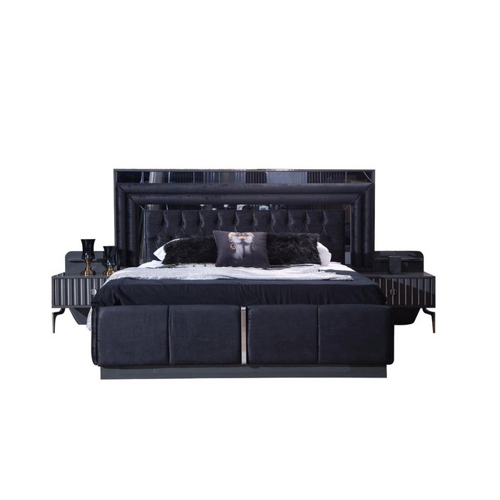 Bild von Stilvolles Schwarzes Chesterfield Doppelbett von JVmoebel