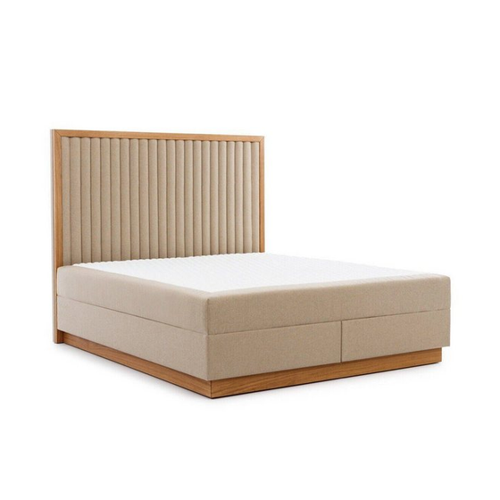 Bild von JVmoebel Bett Braun-Beiges Schlafzimmer Bett Designer Betten Doppelbetten Textilbett