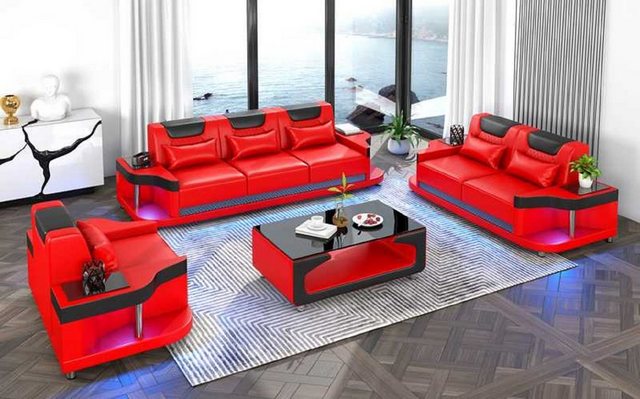 Bild von JVmoebel Wohnzimmer-Set Couchgarnitur Sofagarnitur Sofas Sessel Modern 3tlg Set, (3-St., Nur Sofa 2+3 Sitzer + Sessel), Made in Europa