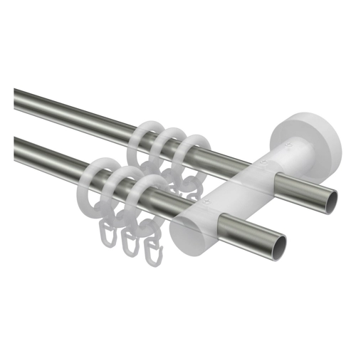Bild von Interdeco Gardinenstange Adrian Doman 540 cm – Edelstahl-Optik/Buche